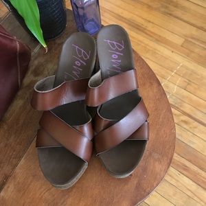 Strappy leather wedges